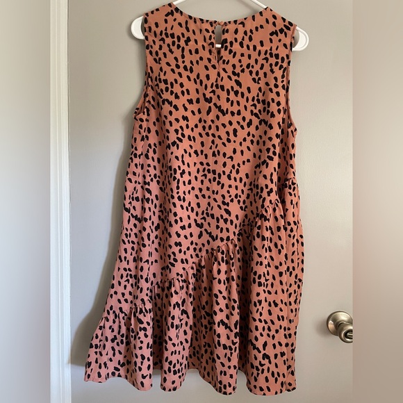 Hayden Orange/Coral and Black Abstract Animal Print Dress - Picture 2 of 7